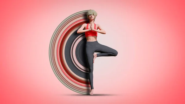 Realistic Girl Practicing Yoga Effect Color Stretch Render — Stock Fotó