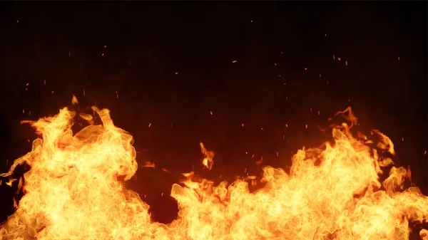 Огонь Горящие Угли Светятся Огненные Светящиеся Частицы Черном Фоне — стоковое фото