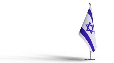 Small national flags of the Israel on white black ground with Clipping Path. 3d render illustration. clipart