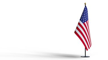 Small national flags of the United States of America on white black ground with Clipping Path. 3d render illustration. clipart