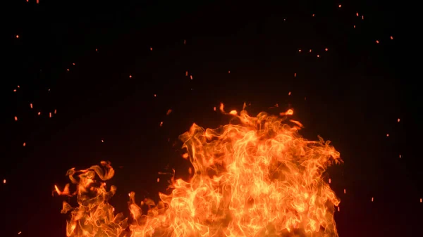 Fuego Brasas Ardientes Brillando Fuego Brillando Partículas Sobre Fondo Negro —  Fotos de Stock