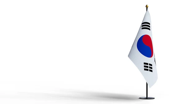 Small National Flags South Korea White Black Ground Clipping Path — Stock Photo, Image