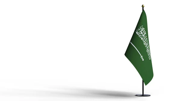 Kleine Nationalflaggen Saudi Arabiens Auf Weißem Schwarzem Grund Mit Clipping — Stockfoto