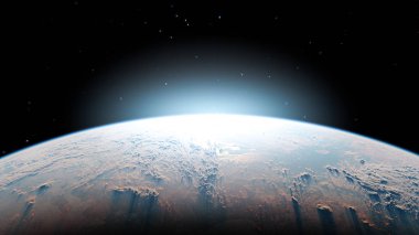 Dünya gezegeni, uzayda gün doğumuyla - Avrupa - NASA tarafından desteklenen bu görüntünün elementleri