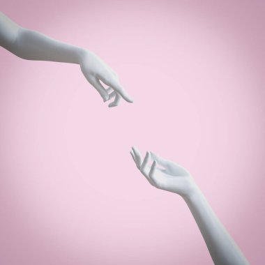 Soyut Beyaz Kadın, Pembe 'de izole edilmiş 3D' yi gösteriyor. 3d illüstrasyon