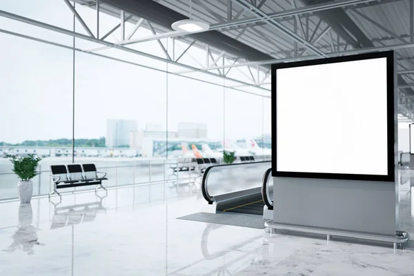 Render Anúncio Branco Corredor Aeroporto Útil Para Sua Publicidade — Fotografia de Stock