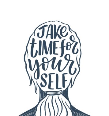 Slogan yazarken kendini sev. Blog, poster ve baskı tasarımı için komik bir alıntı. Kişisel bakım hakkında modern yazı.