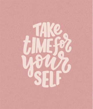 Slogan yazarken kendini sev. Blog, poster ve baskı tasarımı için komik bir alıntı. Kişisel bakım hakkında modern yazı.