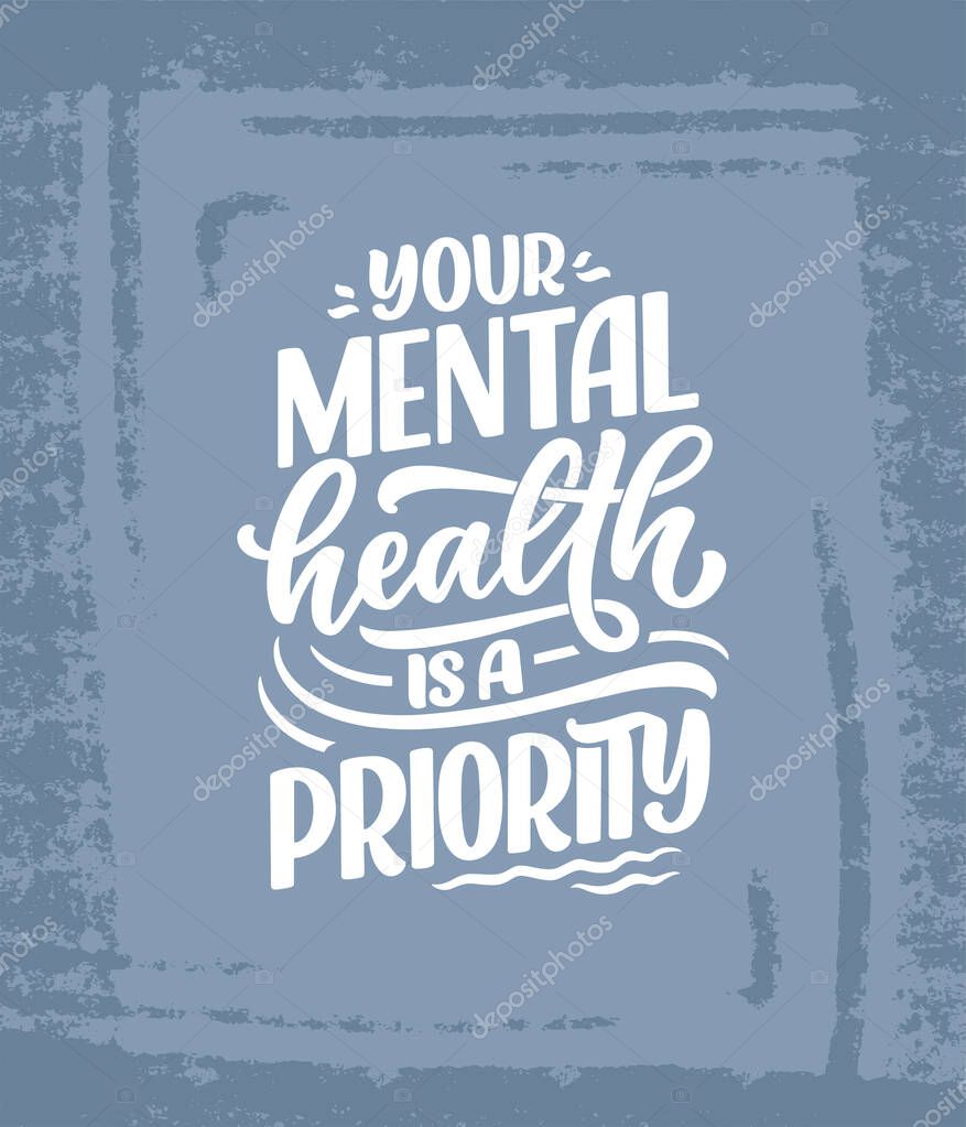 Lettering slogan about therapy. Mental healthcare. Funny quote for blog, poster and print design. Modern calligraphy text. Vector illustration