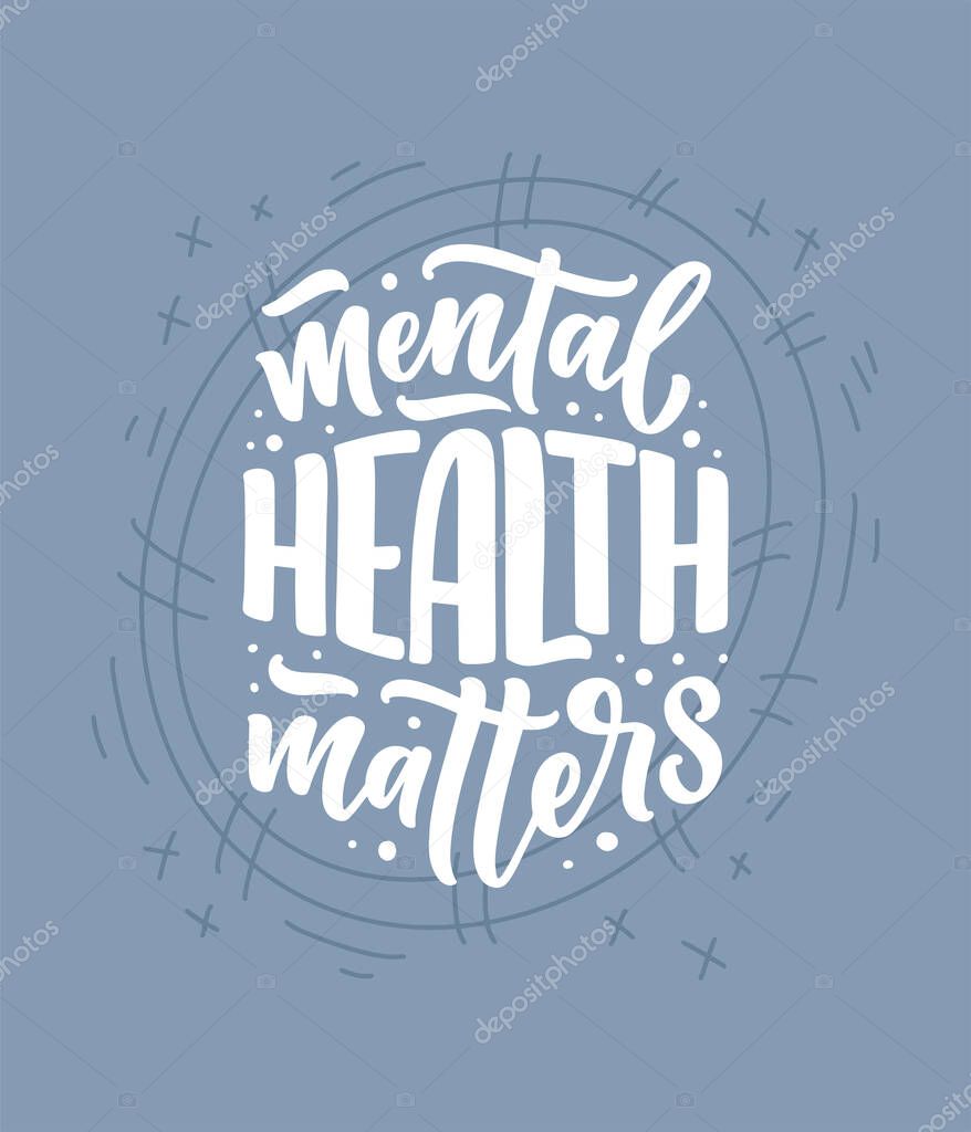 Lettering slogan about therapy. Mental healthcare. Funny quote for blog, poster and print design. Modern calligraphy text. Vector illustration