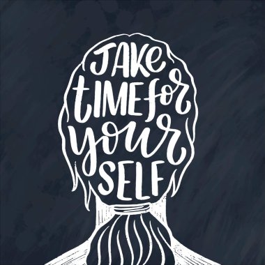 Slogan yazarken kendini sev. Blog, poster ve baskı tasarımı için komik bir alıntı. Kişisel bakım hakkında modern yazı.