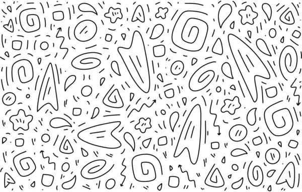 Spridda Geometriska Linjeformer Handritade Doodle Element Abstrakt Bakgrund Design Svart — Stock vektor