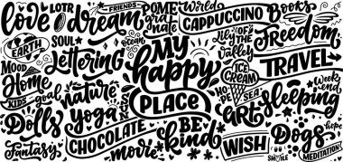 Siyah ve beyaz el harfleri çizdi. Soyut arkaplan kalıbı. Poster ve afiş tasarımı. Vektör illüstrasyonu