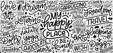 Siyah ve beyaz el harfleri çizdi. Soyut arkaplan kalıbı. Poster ve afiş tasarımı. Vektör illüstrasyonu