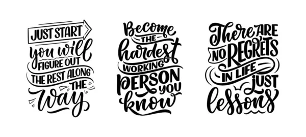 Set Hand Drawn Motivation Lettering Quotes Modern Calligraphy Style Inspiration — Stock vektor