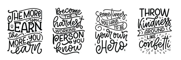 Set Hand Drawn Motivation Lettering Quotes Modern Calligraphy Style Inspiration — ストックベクタ