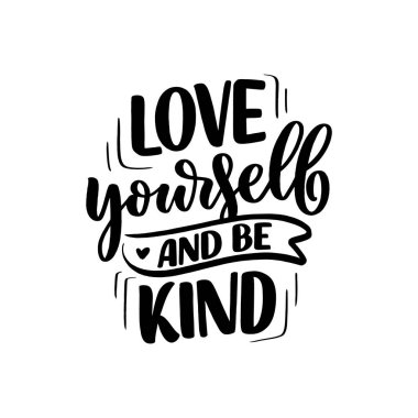 Inspirational quote about Love Yourself. Modern calligraphy. Brush painted letters, vector illustration.
