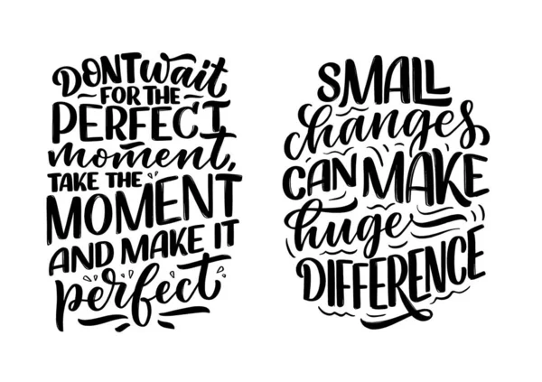 Set Hand Drawn Lettering Quotes Modern Calligraphy Style Family Inspiration — Stockvector