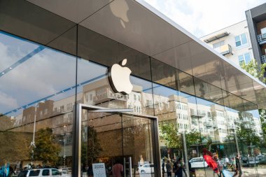 close-up shot of facade of apple store