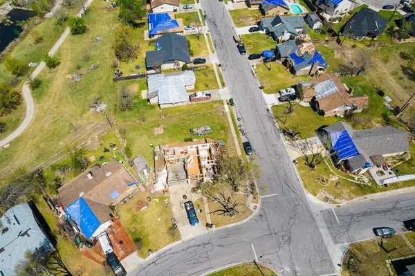 Aerial Shot Ruined House Small Town — Stockfoto