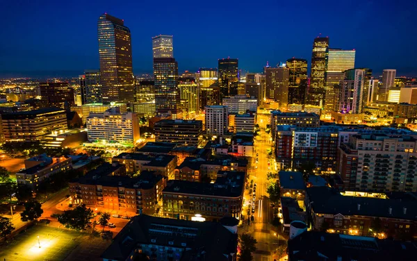 Aerial Shot Modern City Sunset — Stock Photo, Image