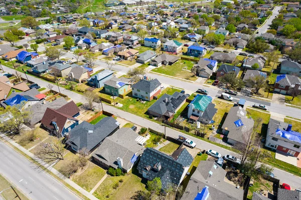 Aerial Shot Small Town Detached Houses — стоковое фото