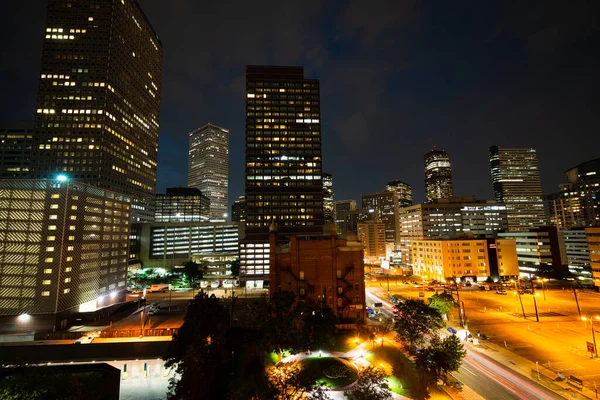 Aerial Shot Modern City Skyscrapers Evening — Stockfoto