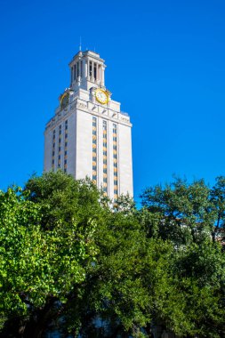 Austin Landmark clock tower looking over the clear blue skies in Austin Texas USA