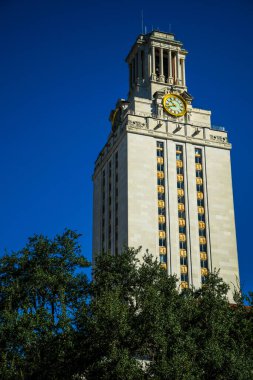 Austin Landmark clock tower looking over the clear blue skies in Austin Texas USA
