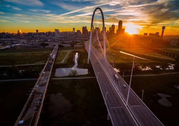 Aerial Drone View Dallas Texas Skyline Cityscape High Skyscrapers Modern — стокове фото