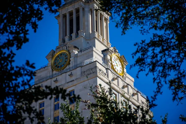 Austin Landmark Clock Tower Looking Clear Blue Skies Austin Texas —  Fotos de Stock