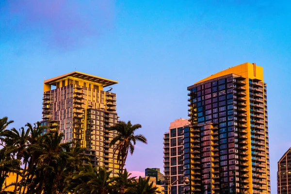 San Diego California Golden Sunset Right Blue Hour Cityscape Skyline — Stockfoto