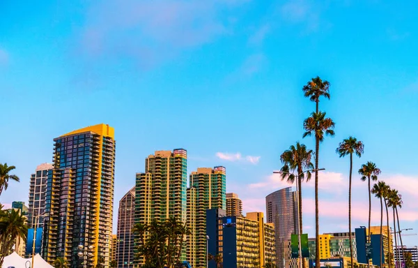 San Diego California Golden Sunset Right Blue Hour Cityscape Skyline — Fotografia de Stock