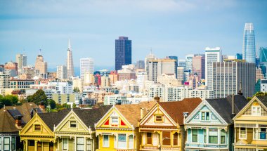 San Francisco California Cityscape Skyline Modern şehir merkezi Amerikan Şehri