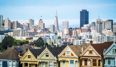 San Francisco California Cityscape Skyline Modern şehir merkezi Amerikan Şehri
