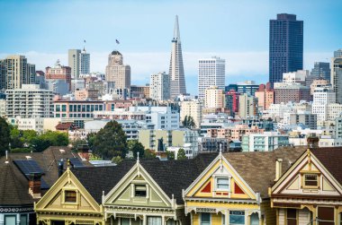 San Francisco California Cityscape Skyline Modern şehir merkezi Amerikan Şehri