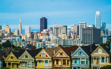 San Francisco California Cityscape Skyline Modern şehir merkezi Amerikan Şehri