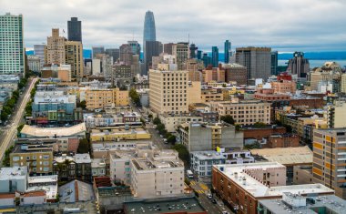 San Francisco California Cityscape Skyline Modern şehir merkezi Amerikan Şehri