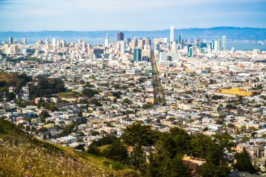 San Francisco California Cityscape Skyline Modern şehir merkezi Amerikan Şehri