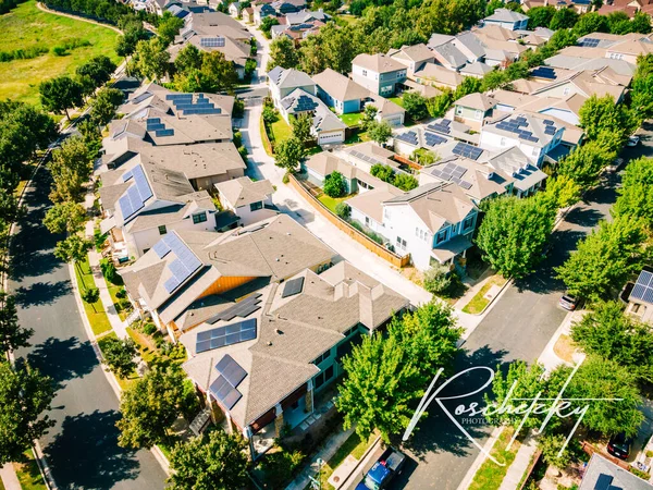 Aerial Shot Small Town Detached Houses — Stockfoto