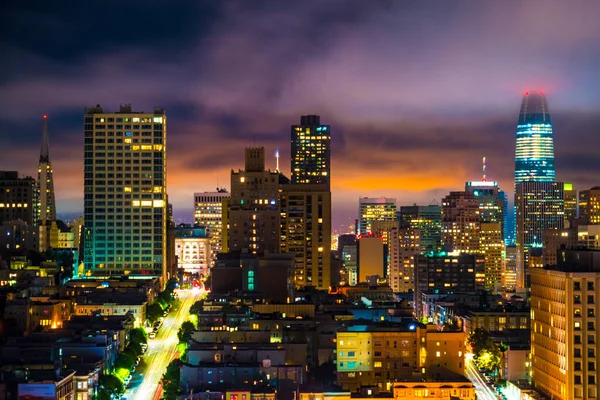 Вогні Міста Світяться Вночі Території Bay Area San Fran City — стокове фото