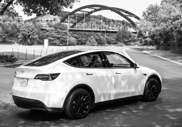 Austin Texas Usa September 2020 Tesla Model White Parked — 스톡 사진