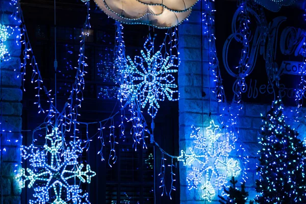 Exibição Luz Natal Noite Brilhando Alegria Feriado — Fotografia de Stock