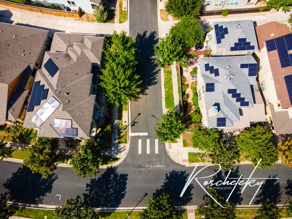 Aerial Shot Small Town Detached Houses — Stockfoto