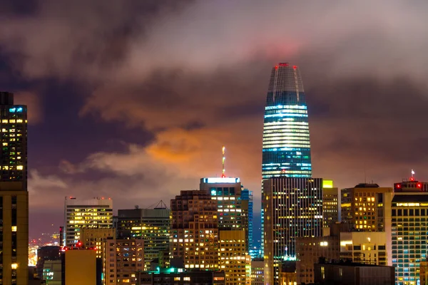 Luci Della Città Brillano Notte Nella Bay Area San Fran — Foto Stock