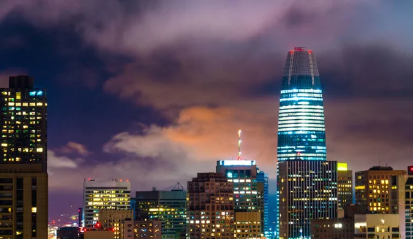 City lights glow at night in the Bay Area San Fran City  USA skyline cityscape nightscape