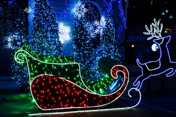 Weihnachtsbeleuchtung Der Nacht Glühende Feiertagsstimmung — Stockfoto