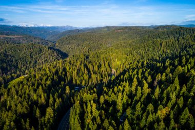  Ağaçlı ve yollu manzara, hava...
