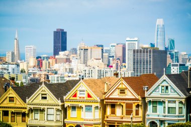 San Francisco California Cityscape Skyline Modern şehir merkezi Amerikan Şehri