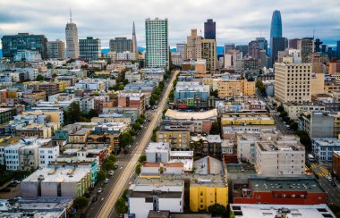 San Francisco California Cityscape Skyline Modern şehir merkezi Amerikan Şehri